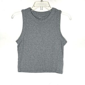 Quince Crop Ribbed Gray Tank Top Organic Cotton Size Medium